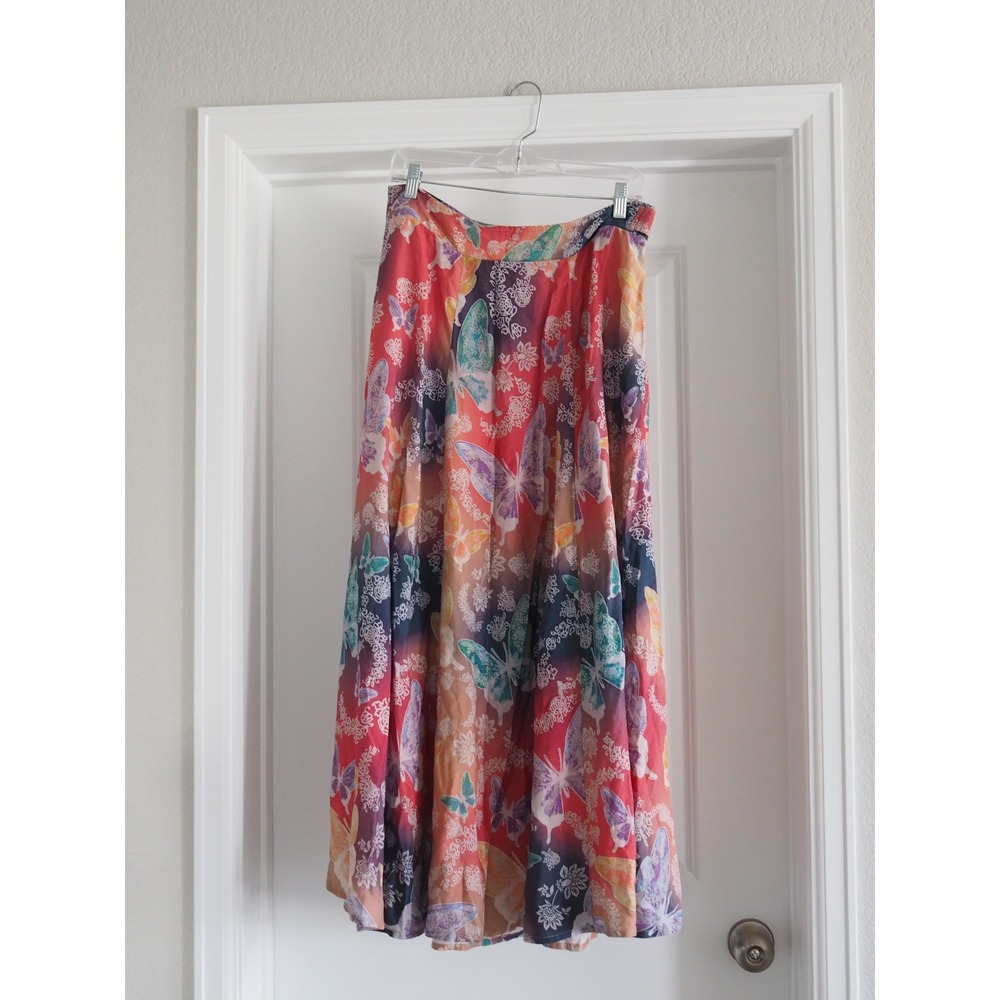 Soft Surroundings Spring Fever Butterfly Floral Maxi Skirt Fairycore Boho S